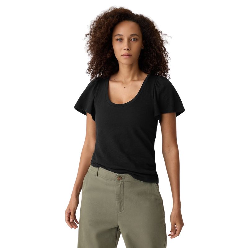 GAP - Polera Manga Con Vuelos Mujer Negro