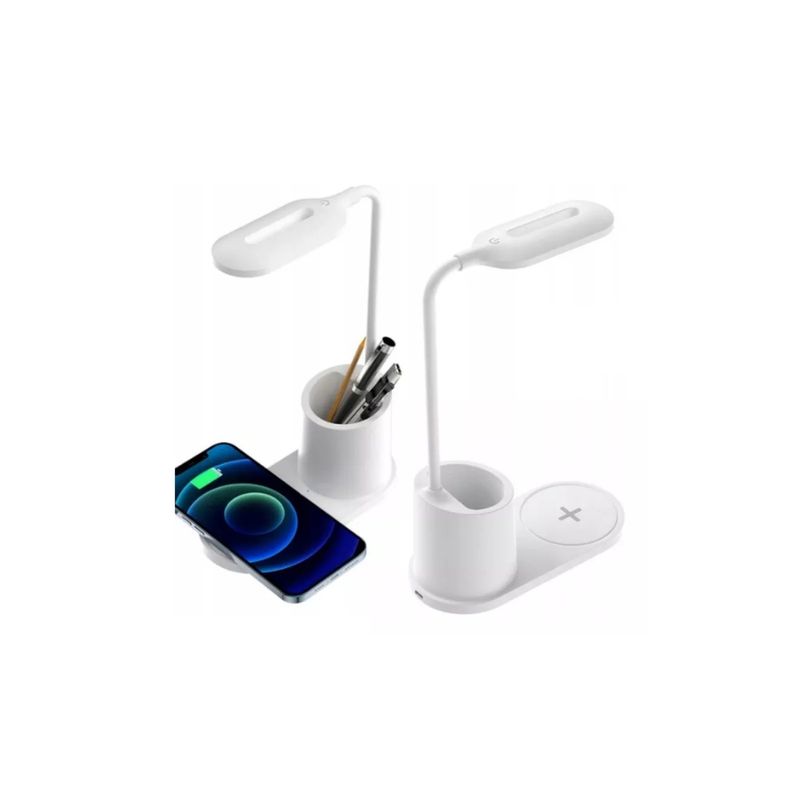 GENERICO - Lámpara De Mesa Inalámbrica con cargador portalápices Flexible blanco