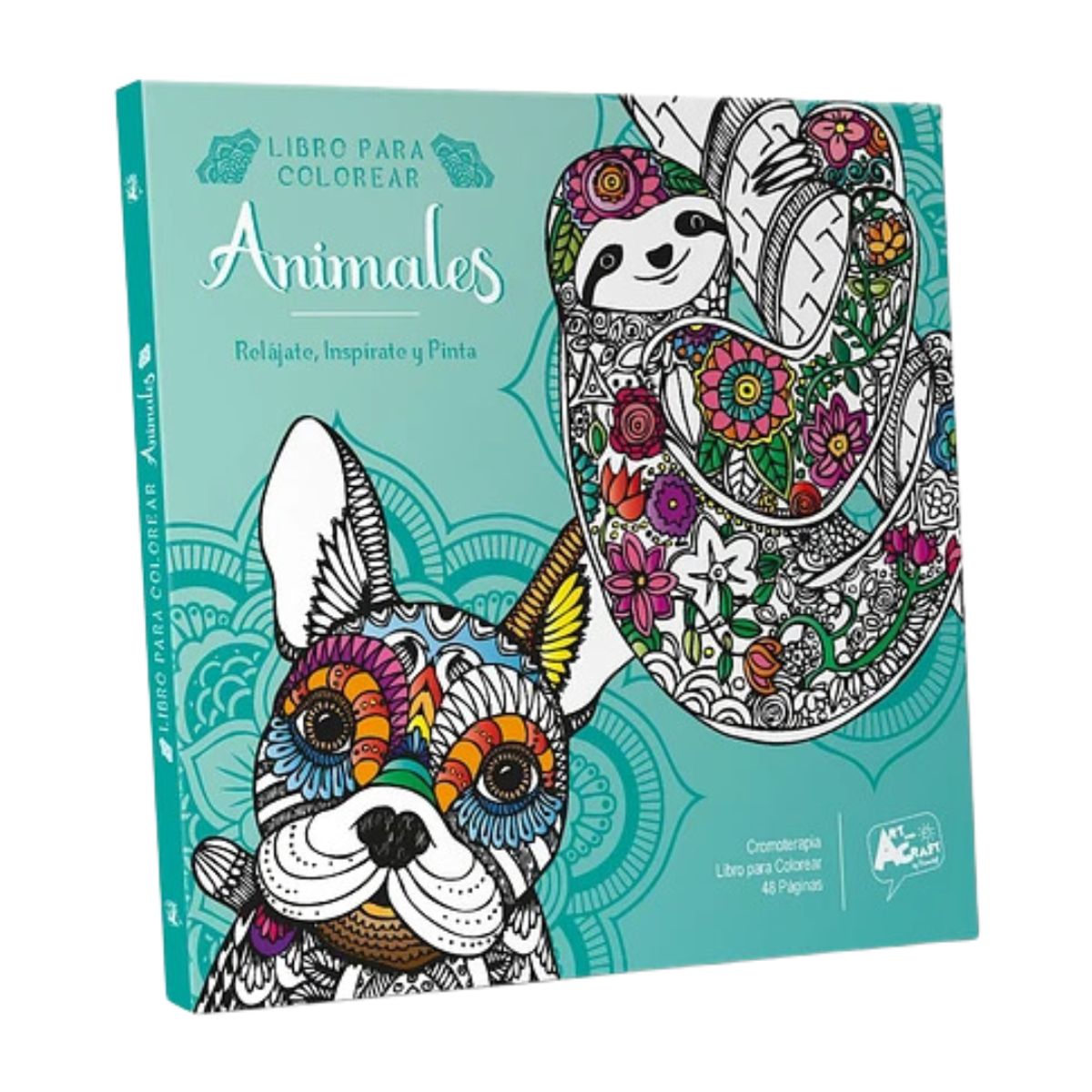 GENERICO - Art and Craft Libro para Colorear Animales Mandalas 48 Páginas