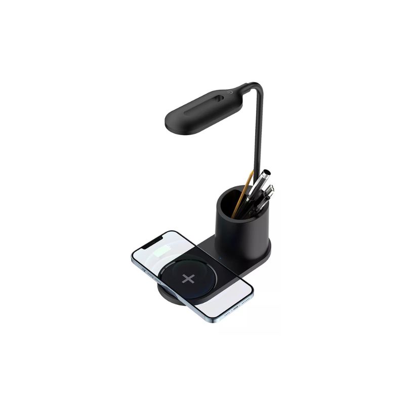 GENERICO - Lámpara De Mesa Inalámbrica con cargador portalápices Flexible negro