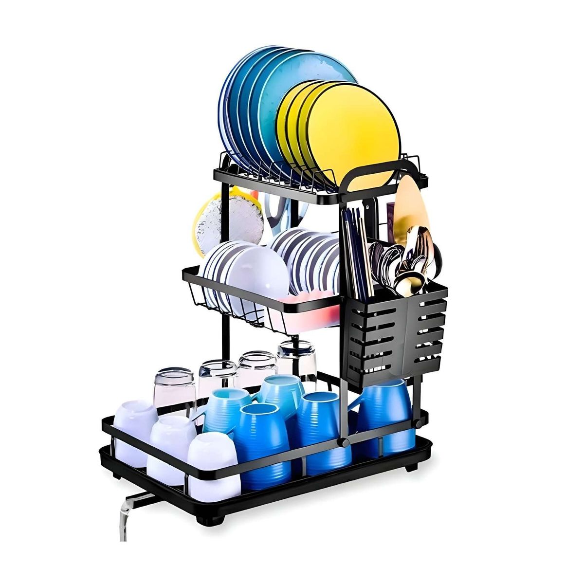 GENERICO - ESCURRIDOR SECAPLATOS 3 NIVELES ESTANTE ORGANIZADOR RESISTENTE