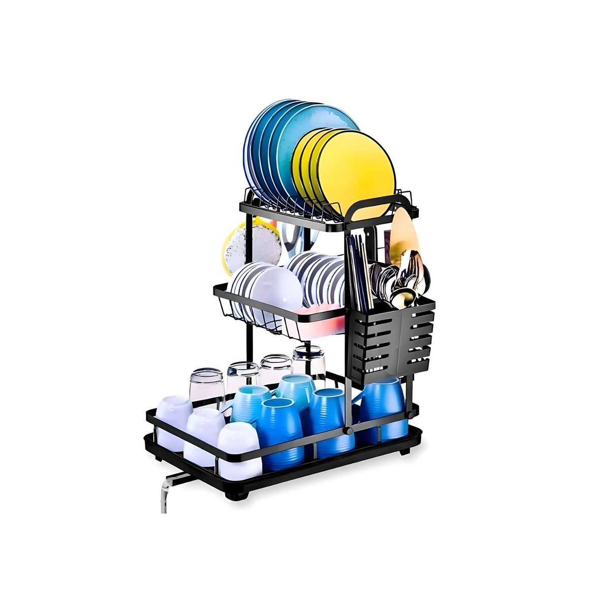 GENERICO - ESCURRIDOR SECAPLATOS 3 NIVELES ESTANTE ORGANIZADOR RESISTENTE