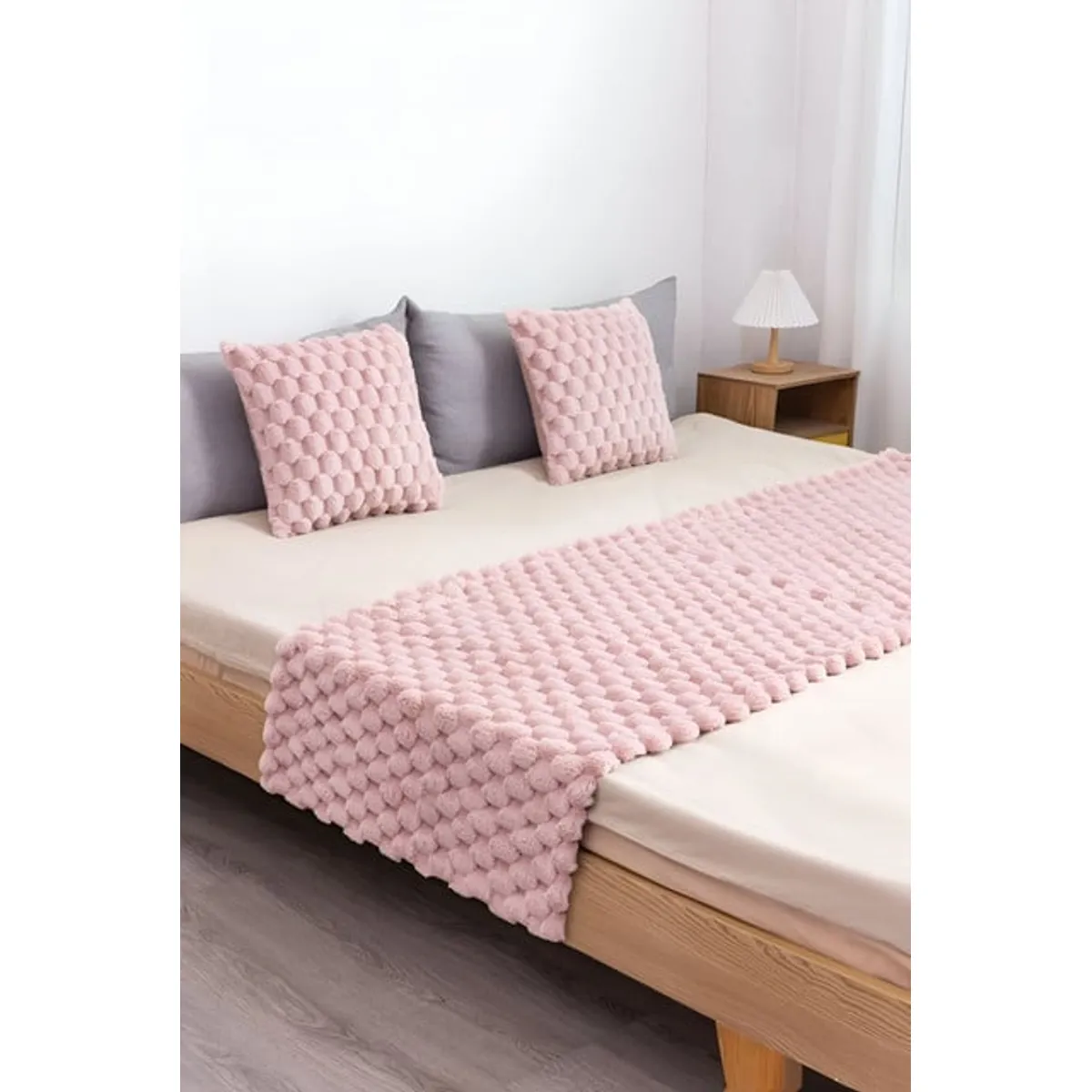 GENERICO - PIECERA DE CAMA DECORATIVA MODELO PERLA ROSADO