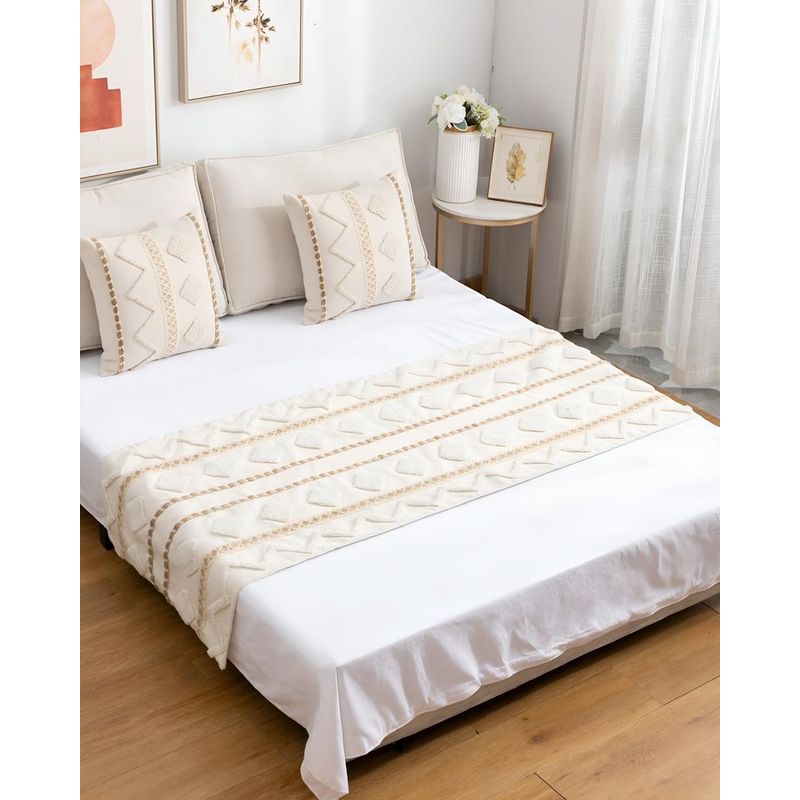GENERICO - JUEGO DE PIECERA DE CAMA MAS 2 COJIN CON FUNDAS MODELO BOHO