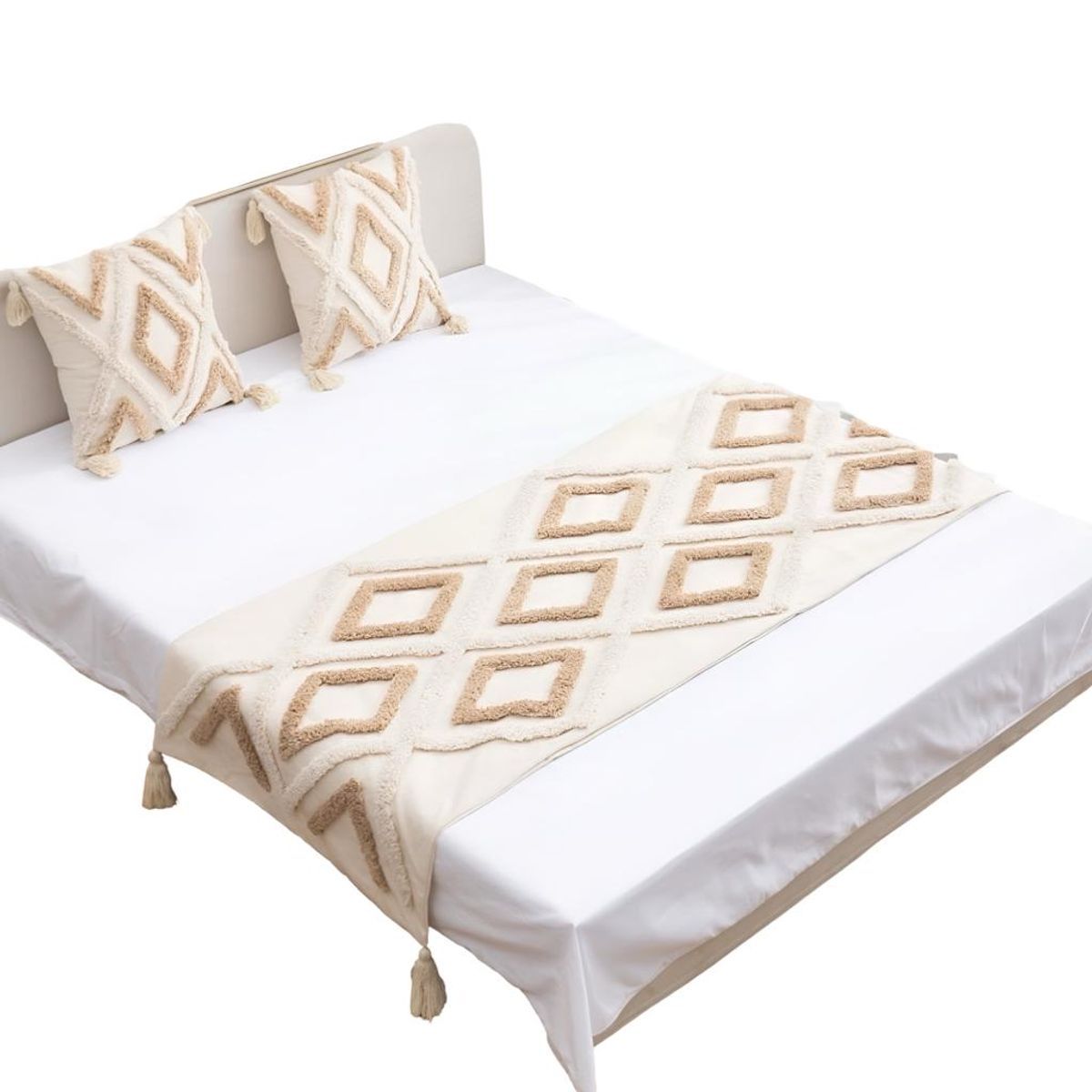 GENERICO - JUEGO DE PIECERA DE CAMA MAS 2 COJIN CON FUNDAS MODELO BOHO