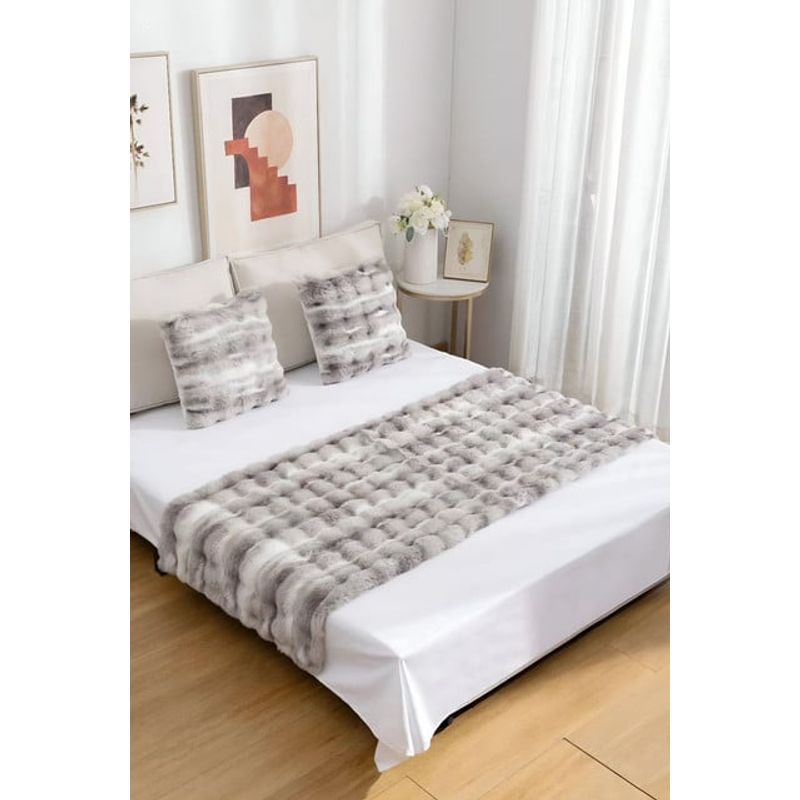 GENERICO - JUEGO DE PIECERA DE CAMA MAS 2 COJIN CON FUNDAS MODELO BURBUJA CAFÉ