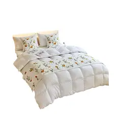 GENERICO - JUEGO DE PIECERA DE CAMA CON 2 COJINES COMPLETOS CON BORDADO T03