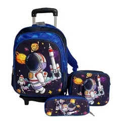 GENERICO - Pack Mochila Niño Con Ruedas De Silicona Lonchera Estuche