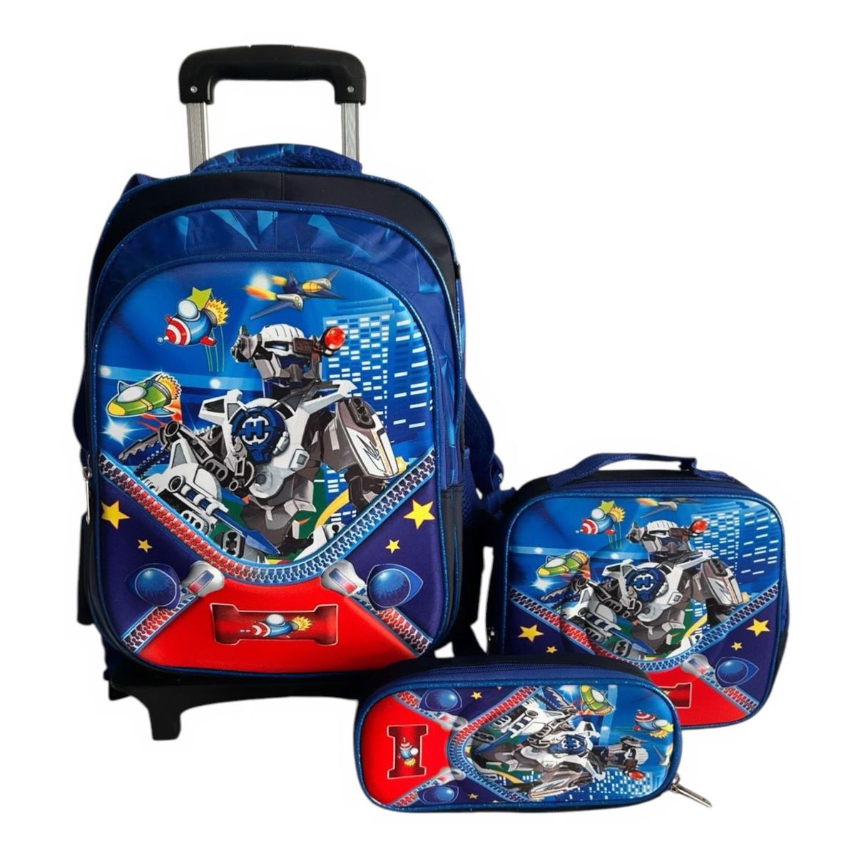 GENERICO - Pack Mochila Niño Con Ruedas De Silicona  Lonchera  Estuche