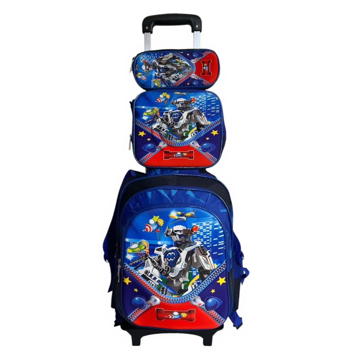 GENERICO - Pack Mochila Niño Con Ruedas De Silicona  Lonchera  Estuche