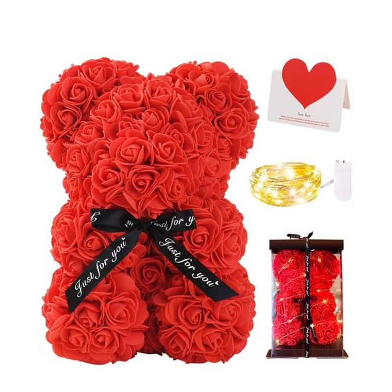 GENERICO - Oso de rosas Rojo con caja de regalo incluida