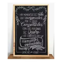 MOTARRO - Pizarra Negra Con Marco De Madera Acrilica 30x40cm