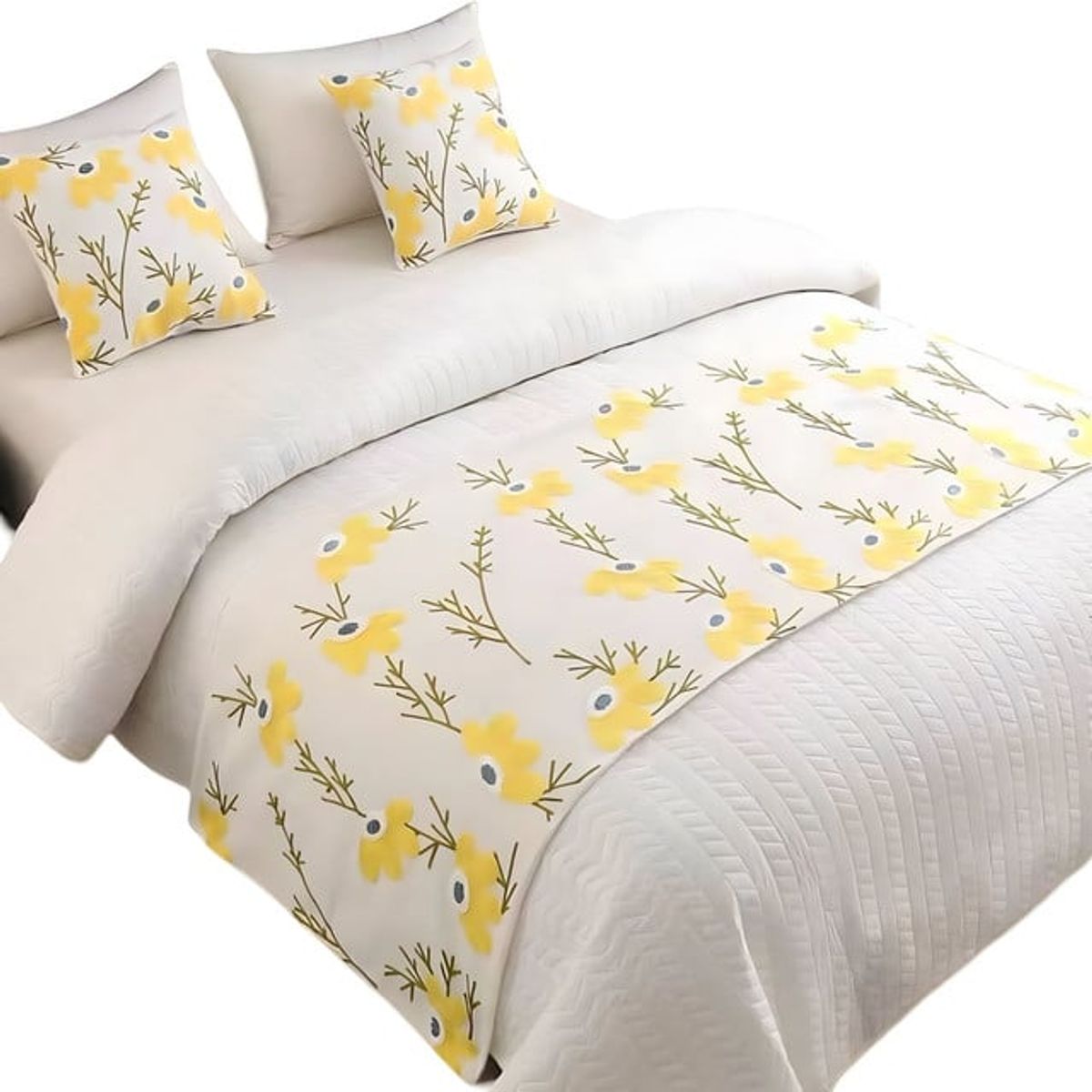 GENERICO - PIECERA DE CAMA MAS 2 FUNDAS BORDADA DECORATIVA 60X200 CM