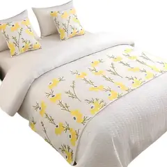 GENERICO - PIECERA DE CAMA MAS 2 FUNDAS BORDADA DECORATIVA 60X200 CM