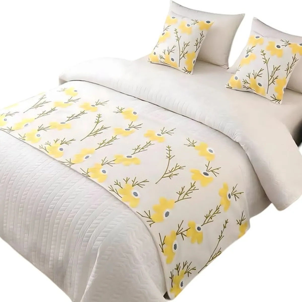 GENERICO - PIECERA DE CAMA MAS 2 FUNDAS BORDADA DECORATIVA 60X200 CM