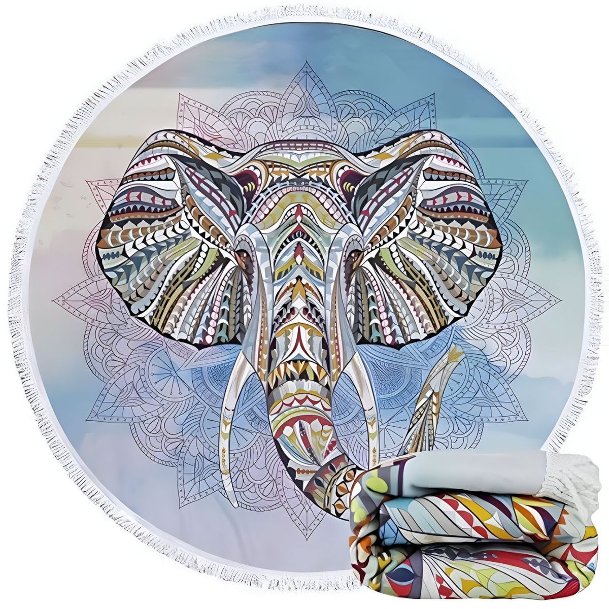 GENERICO - Toalla Manta redonda playera con diseño elefante