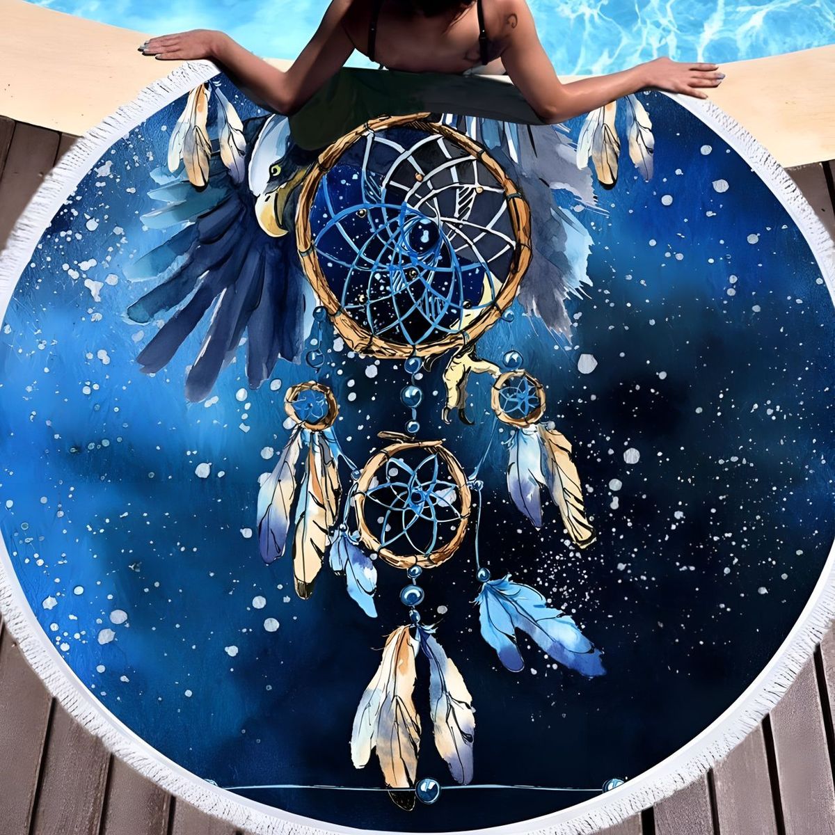 GENERICO - Toalla Manta redonda playera con diseño atrapa sueños
