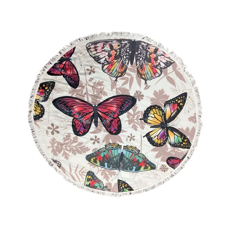 GENERICO - Toalla Manta redonda playera con diseño mariposa