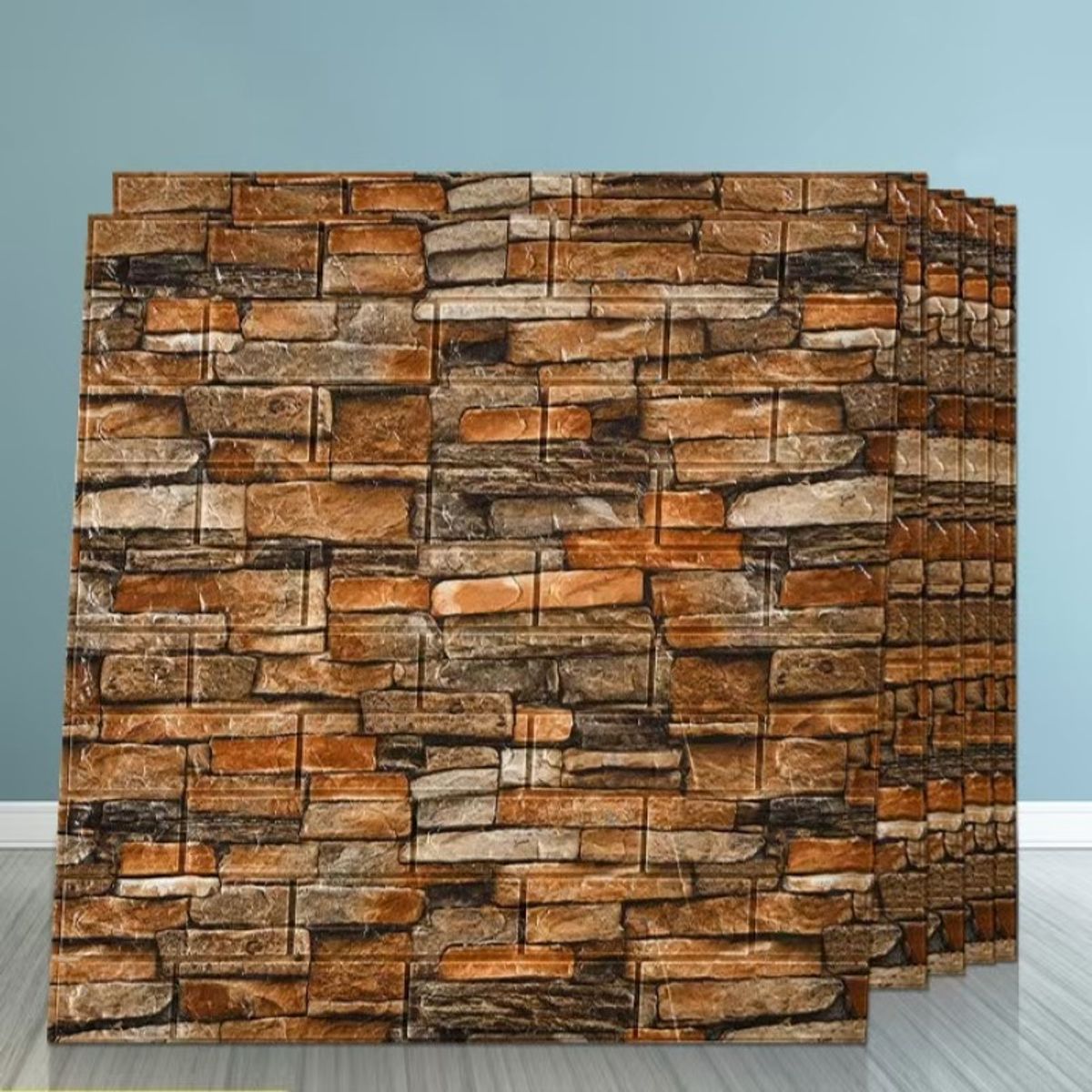 TOLVA - Pack 10 Laminas 3D tipo ladrillo Autoadhesivas de 70x77