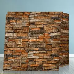 TOLVA - Pack 10 Laminas 3D tipo ladrillo Autoadhesivas de 70x77