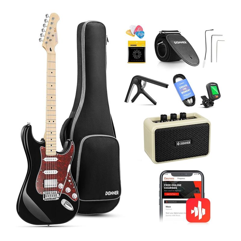 DEAN GUITARS - Guitarra Electrica Strat Ssh Black Dst-152B Donner