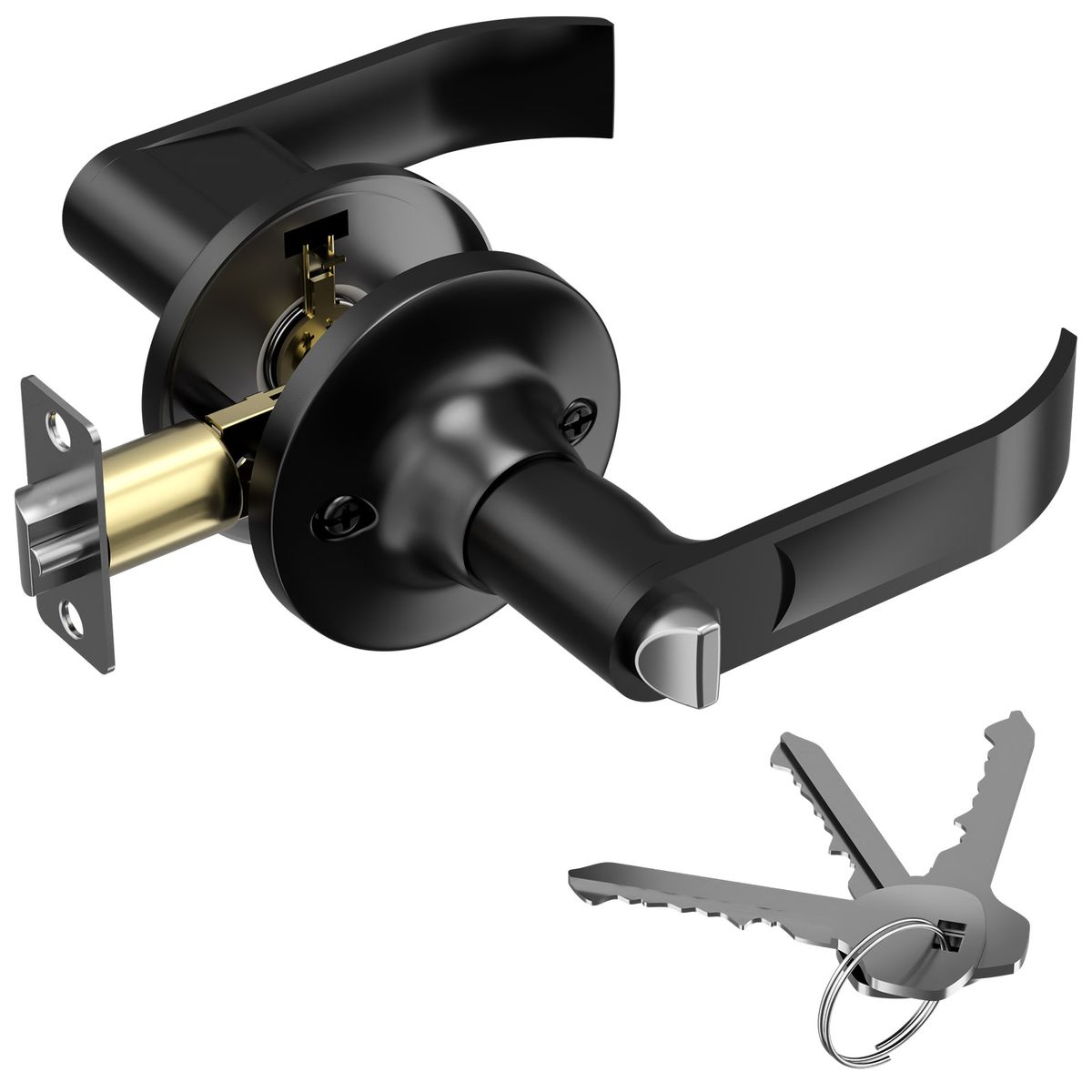 AIZO - Negro Cerradura Chapa Casa Dormitorio  Baño Con 3llaves