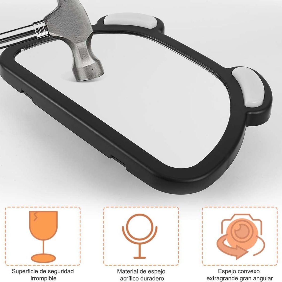 KUANGYE - Espejo Para Bebé Retrovisor De Asiento Carro Con Luces Led