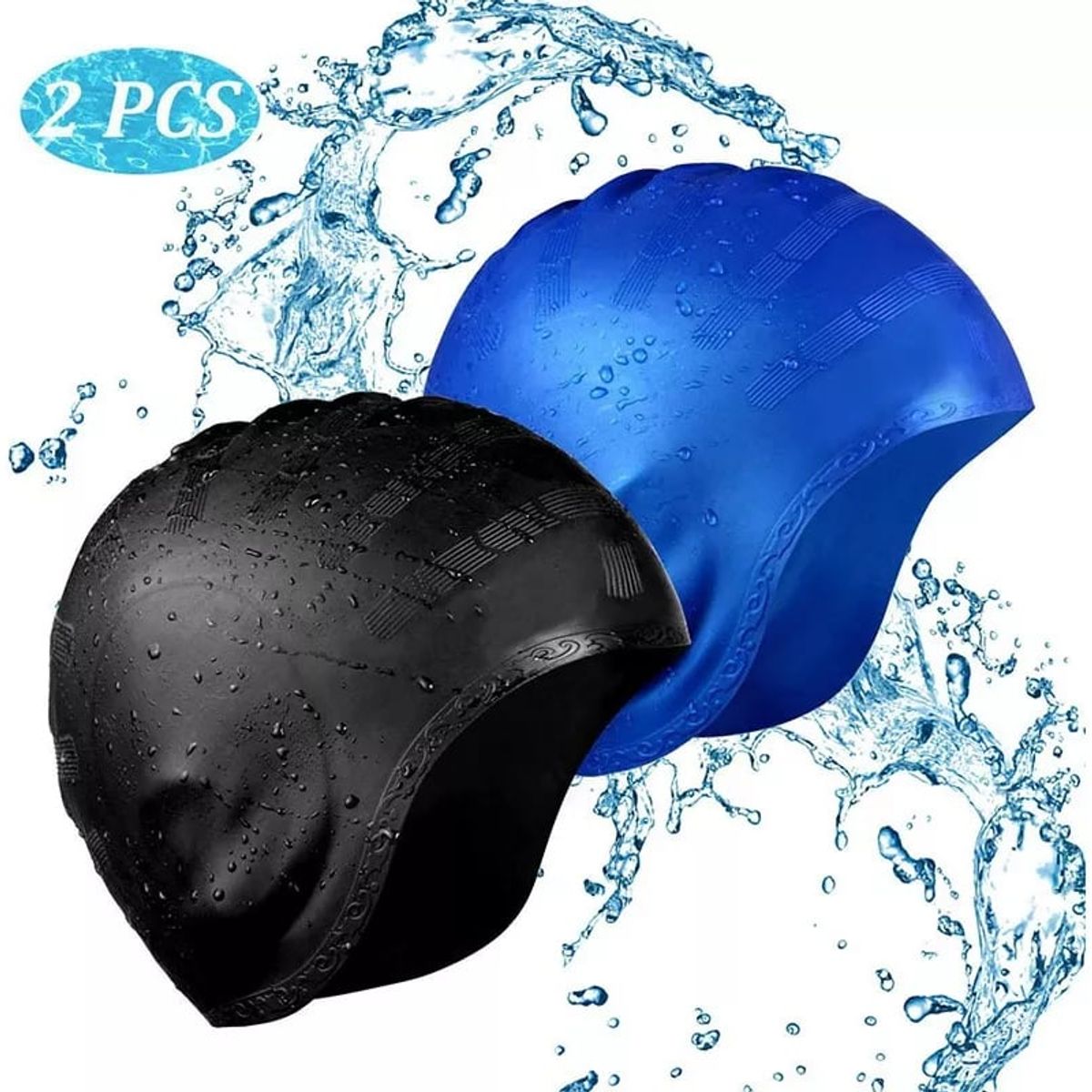 KUANGYE - Gorro Natación Unisex Silicona Piscina Baño Impermeable 2pcs