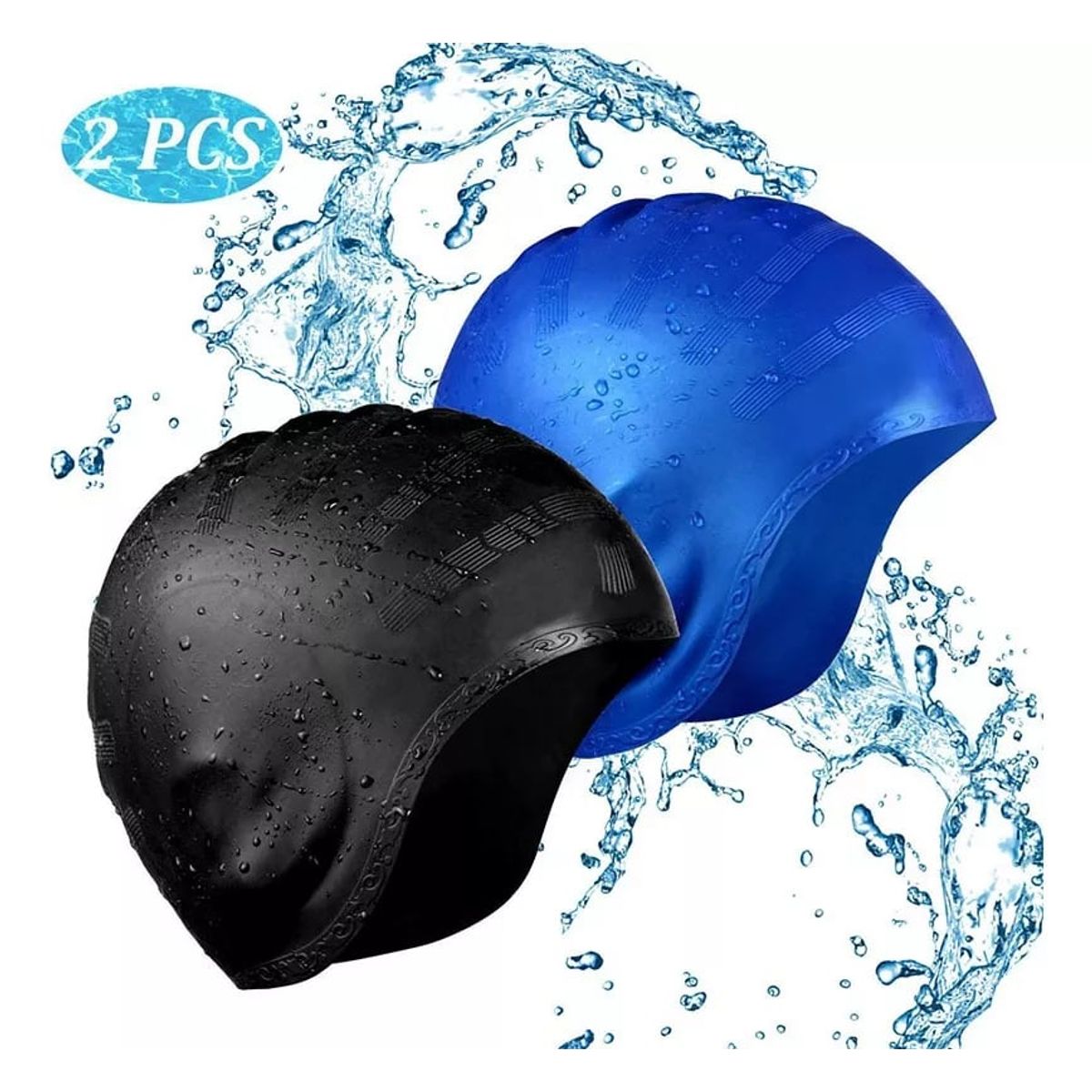 KUANGYE - Gorro Natación Unisex Silicona Piscina Baño Impermeable 2pcs