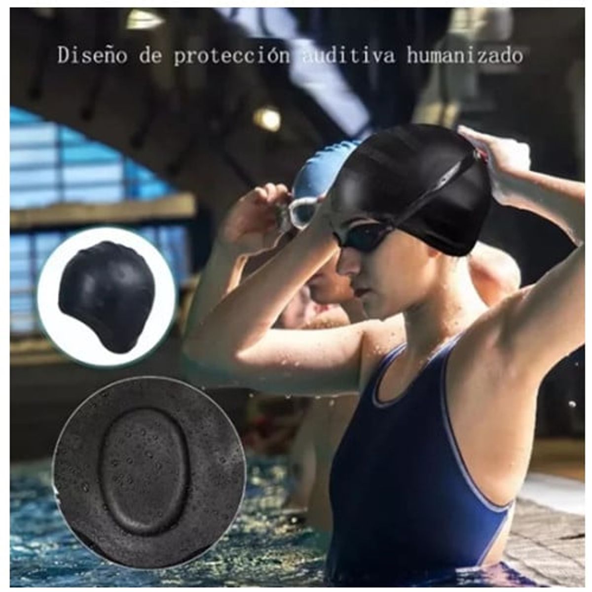 KUANGYE - Gorro Natación Unisex Silicona Piscina Baño Impermeable 2pcs