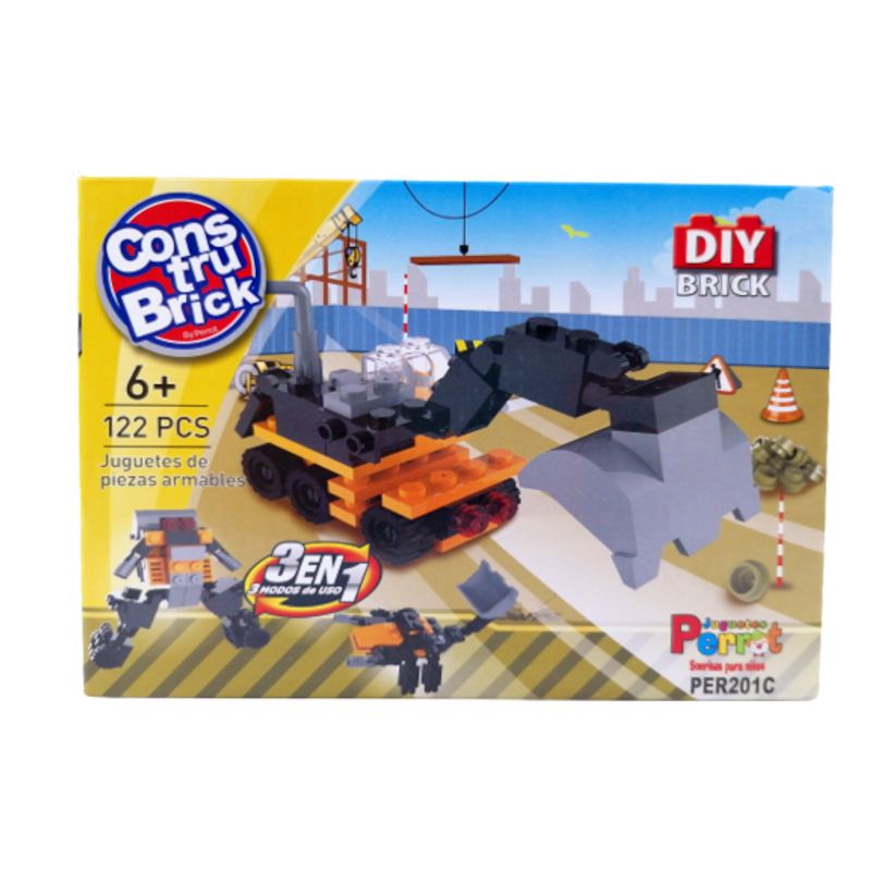 PERROT - Construbrick Excavadora 3 en 1 Juguetes Perrot