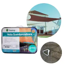 TREETOP - Vela Sombra Rectangular de 3 × 4 m color Moka