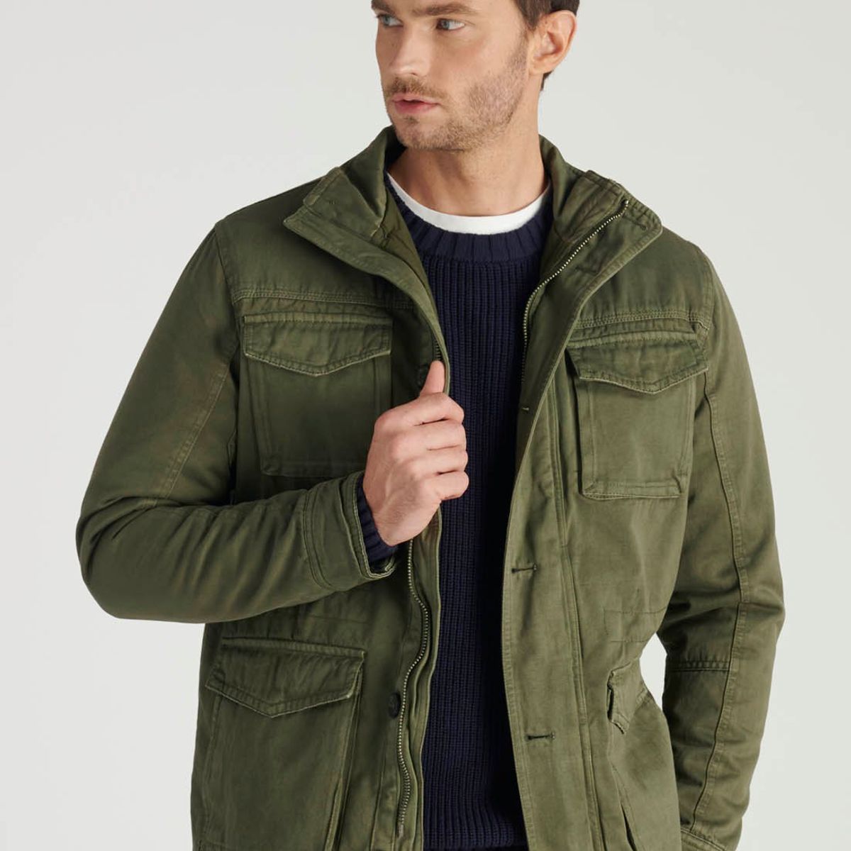 NEW MAN - Chaqueta Washed Avant-Garde Verde Newman