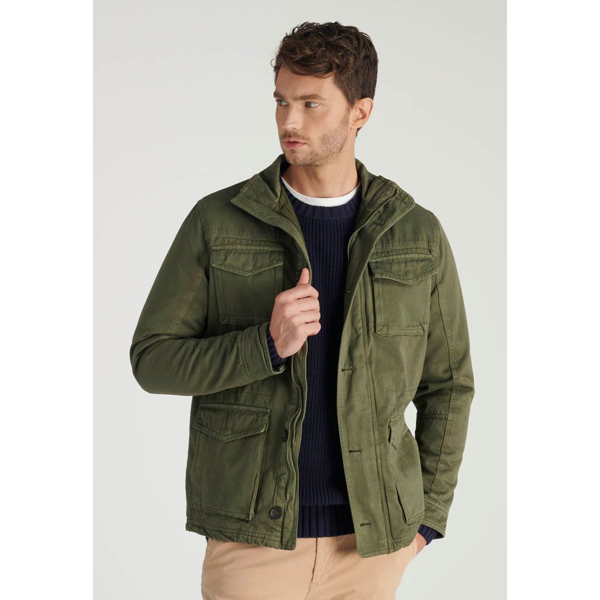NEW MAN - Chaqueta Washed Avant-Garde Verde Newman