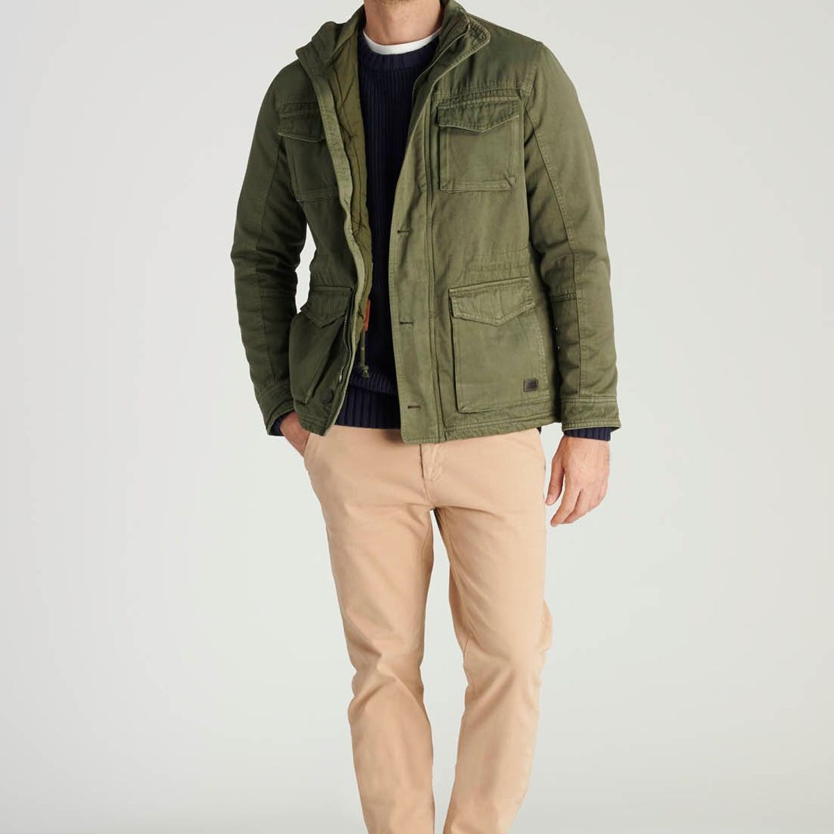 NEW MAN - Chaqueta Washed Avant-Garde Verde Newman