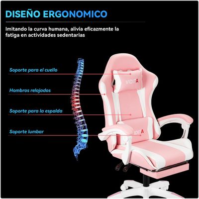 Imagen 2 del producto Silla Gamer GX2000 Reclinable Profesional con Reposapiés-Rosado