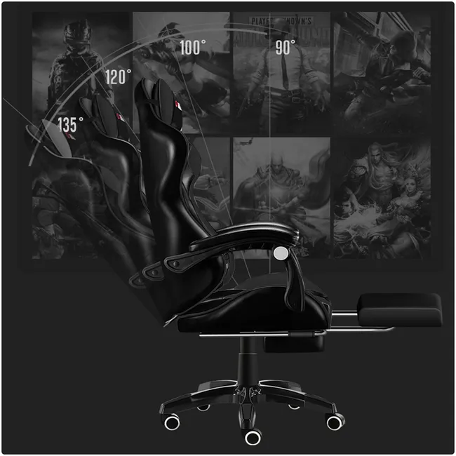 VIDITA - Silla Gamer GX2000 Reclinable Profesional con Reposapiés-Negro
