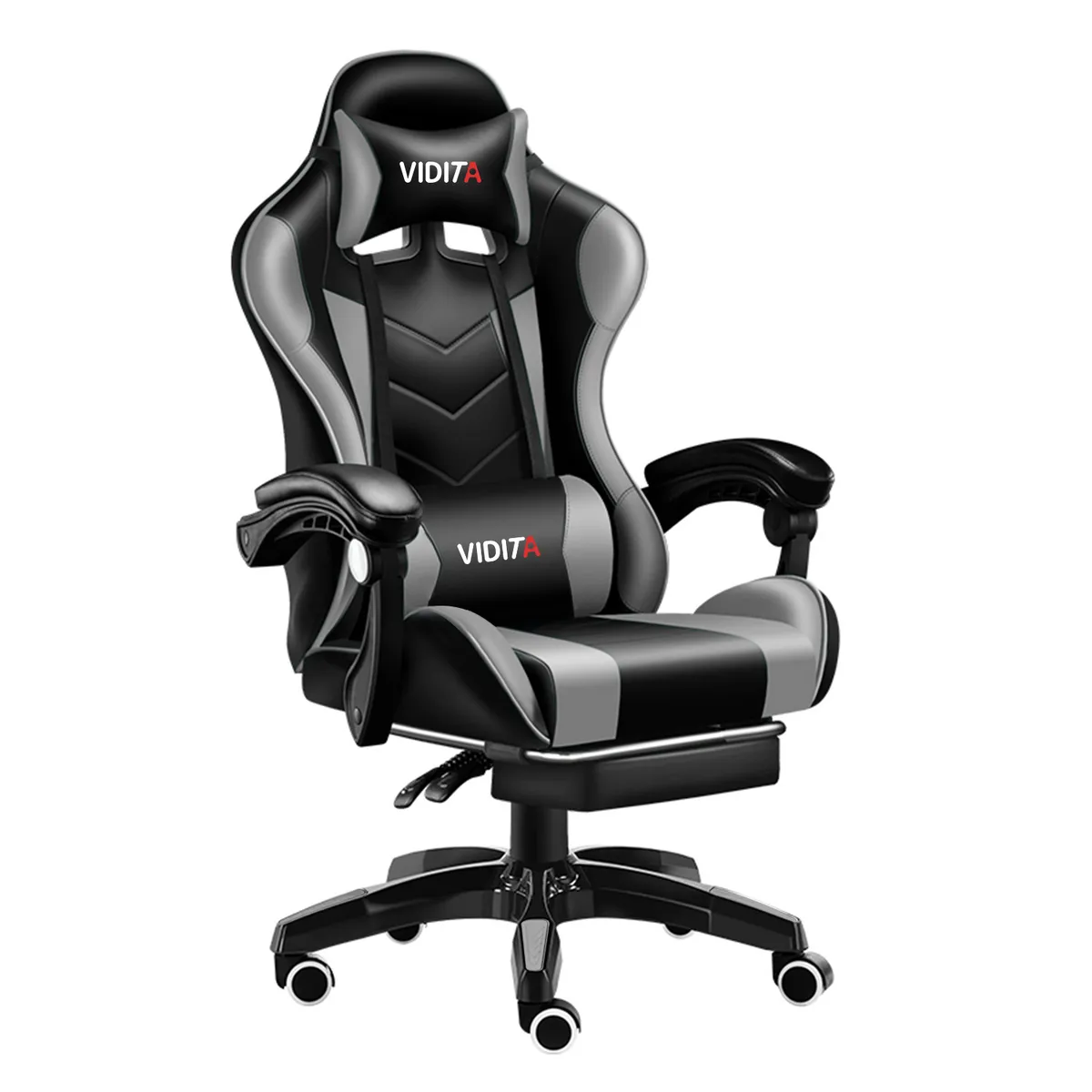 VIDITA - Silla Gamer GX2000 Reclinable Profesional con Reposapiés-Gris