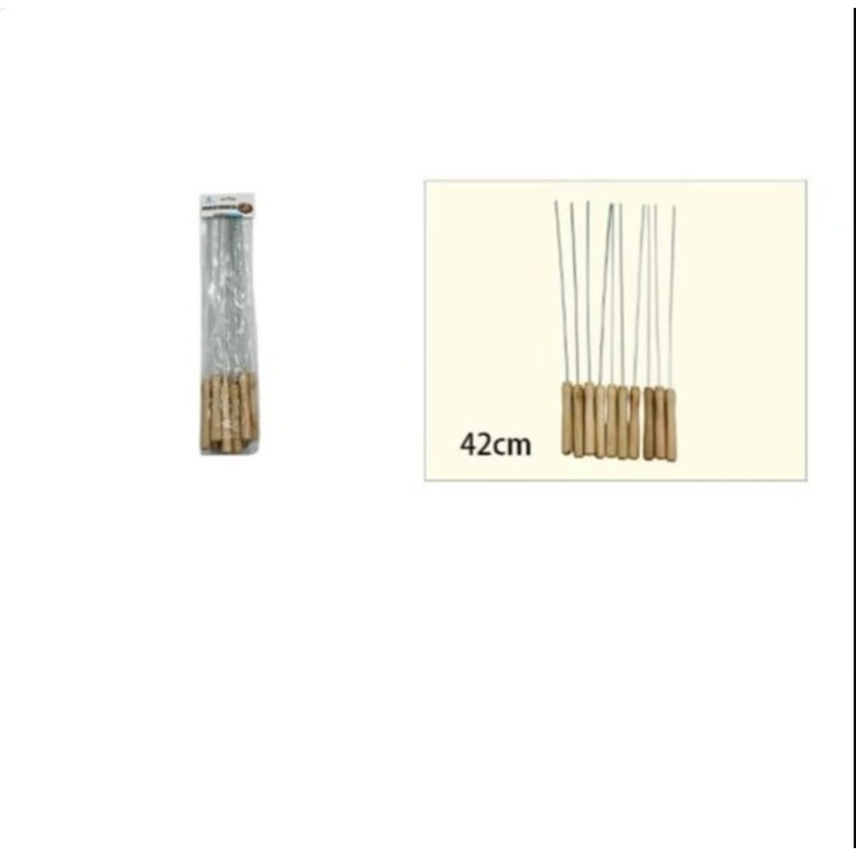 GENERICO - Aguja De Barbacoa 10 Piezas 42Cm Mango De Madera