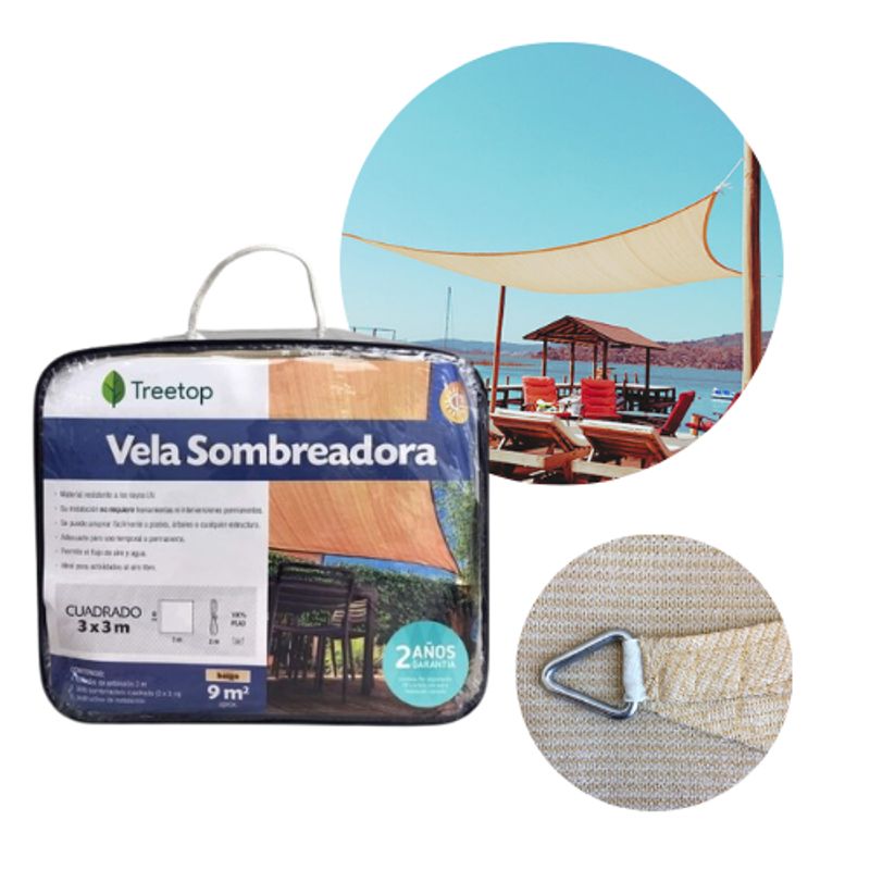 TREETOP - Vela Sombra Cuadrada de 3 × 3 m color Beige
