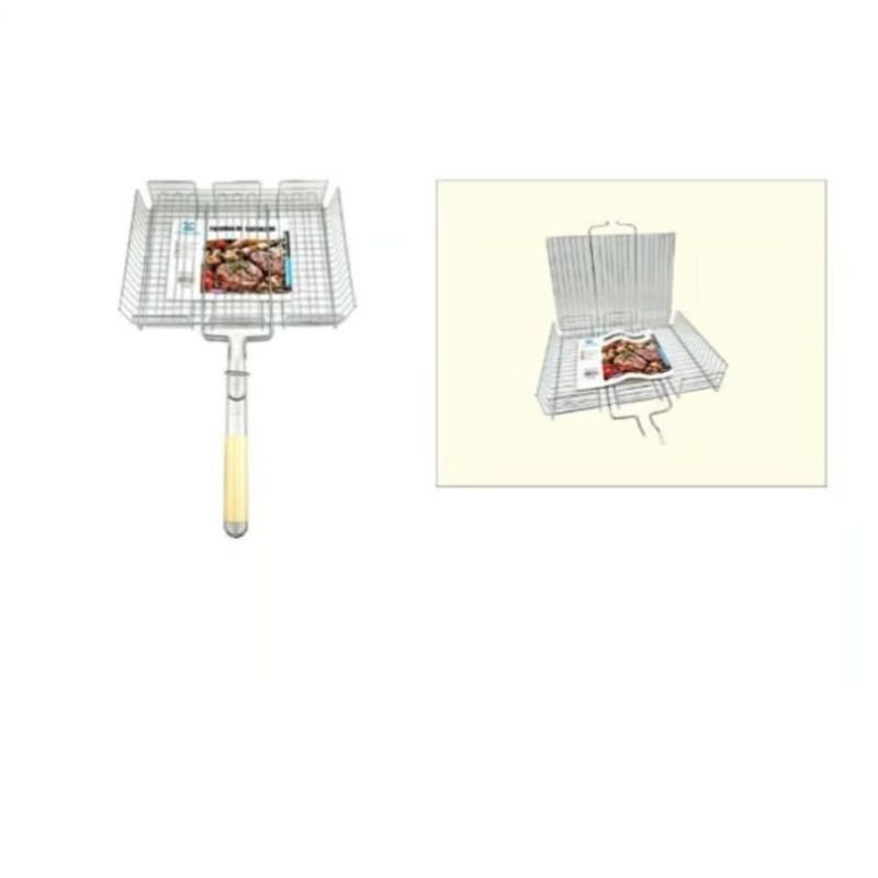 GENERICO - Parrilla Rejilla Doble Barbacoa Asados Pescados Verduras 40X30X7Cm