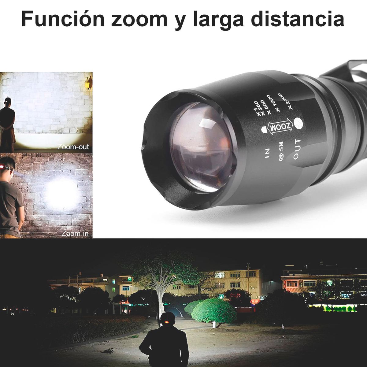 OEM - Linterna Led Zoom Potente Recargable Largo Alcance