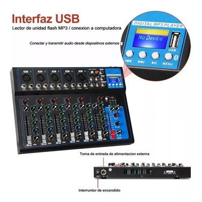 Imagen 2 del producto Consola Mezcladora De Audio Portátil 7 Canales