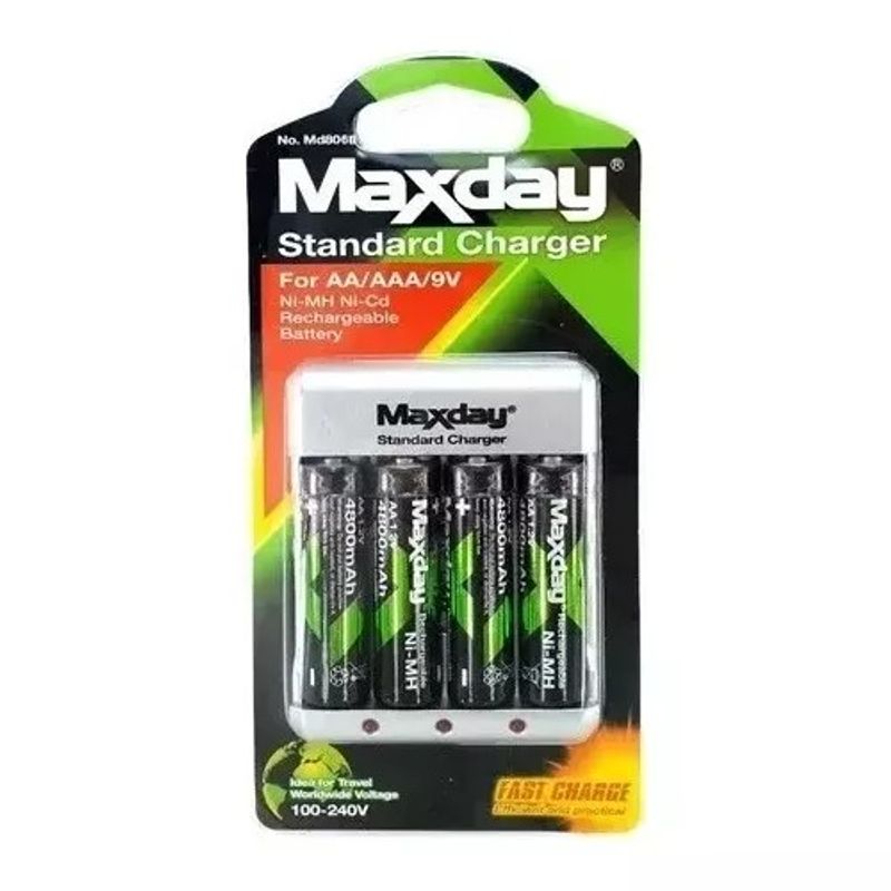 GENERICO - Cargador De Pilas Aa Aaa 9v + 4 Baterías Aa Recargables