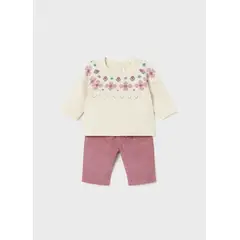 MAYORAL - Conjunto pantalón pana y jersey recién nacida