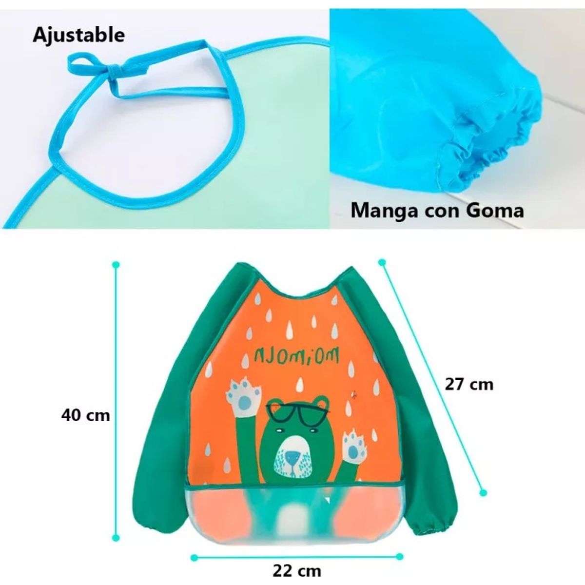 GENERICO - Delantal O Baberos Mangas Largas Impermeable Bebés Y Niños