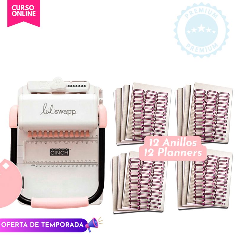 AMERICAN CRAFTS - cinch rosada + 12 planners K21