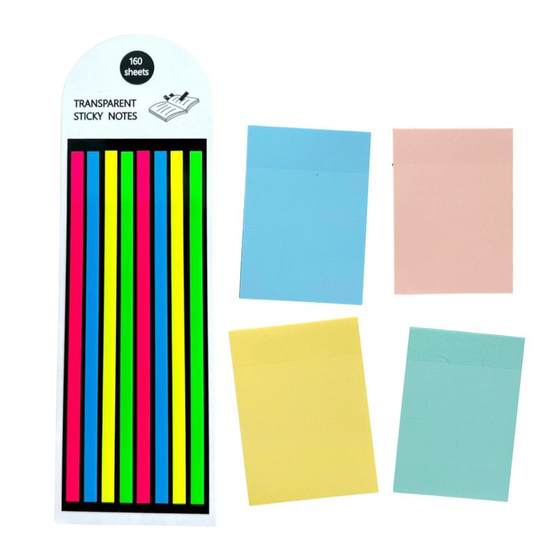 GENERICO - Pack 5 Notas Adhesivas Transparente Strips Destacadores
