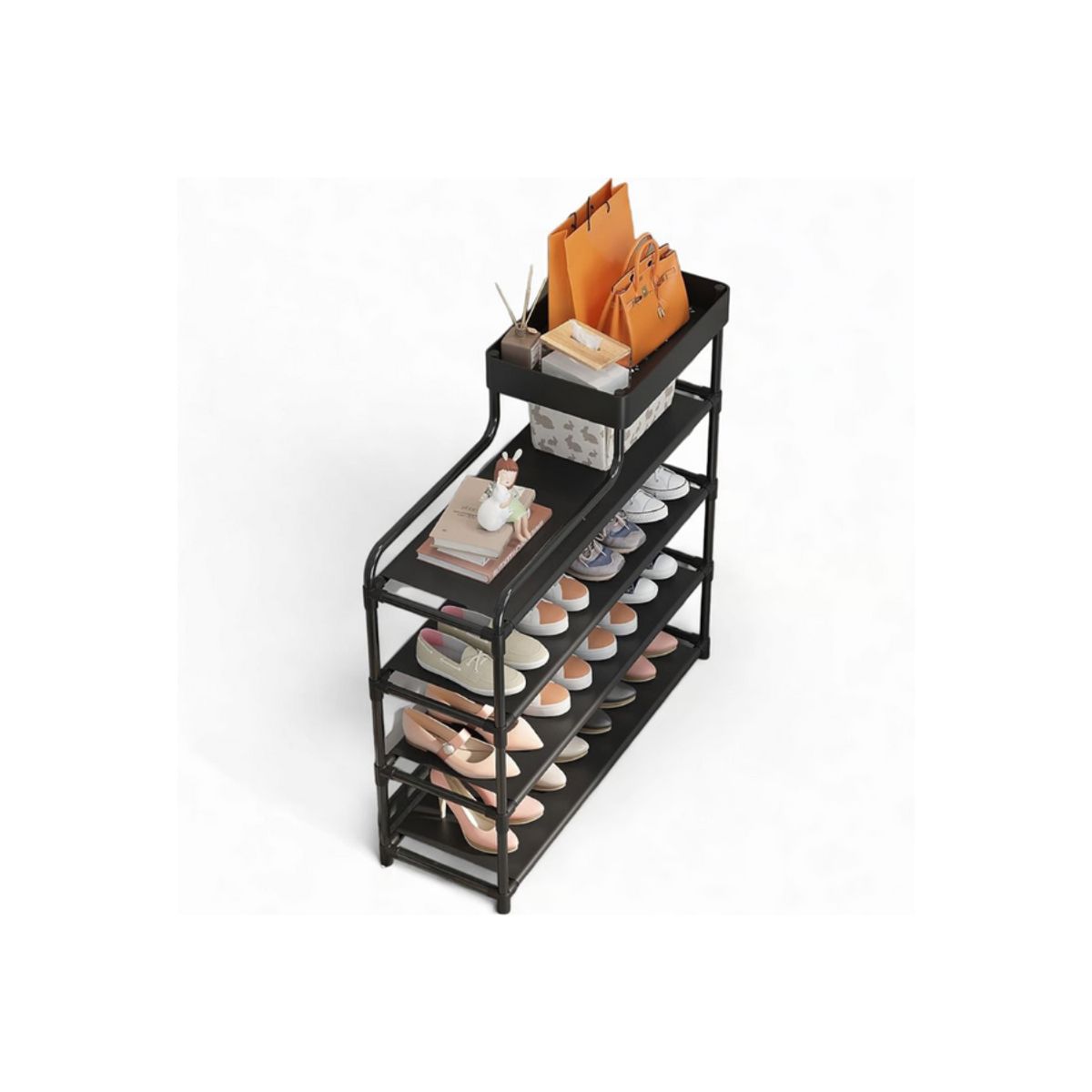 GENERICO - Rack Zapatero Zapatillas Multifuncional Organizador 5 niveles negro