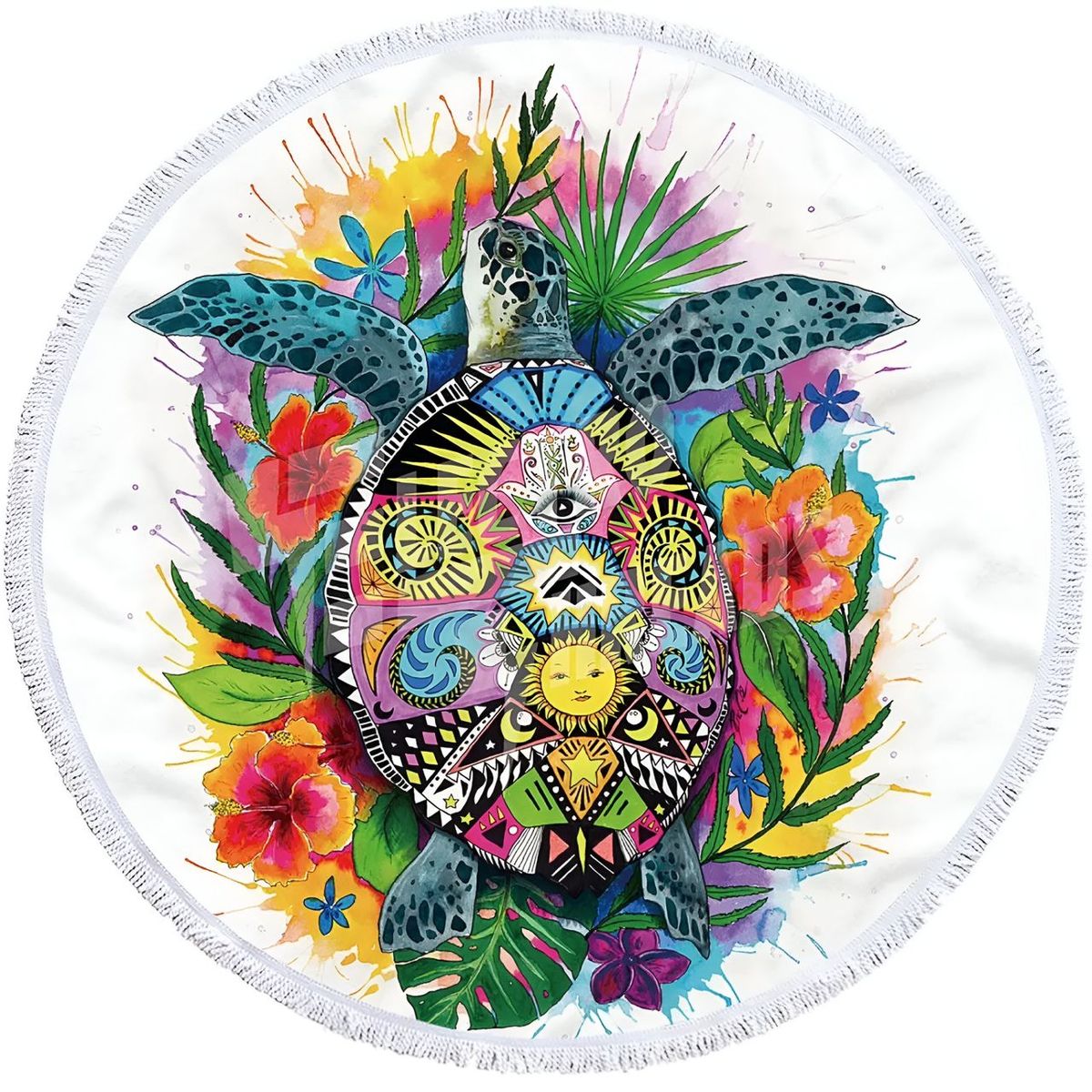 GENERICO - Toalla Manta redonda playera con diseño tortuga